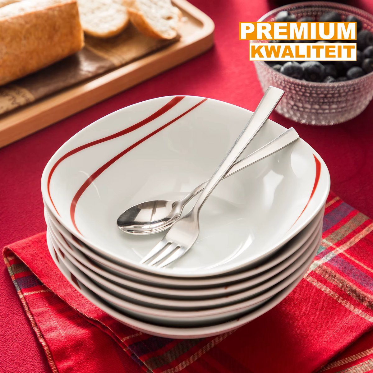 Elegant Diepe borden – 6 persoons – 6 delig – Keramisch – Serviesset
