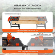 Werktafel en opspantafel - MDF werkbank - Inklapbaar Werkbank - Gereedschap - 454kg - 84,5x60x73,5cm