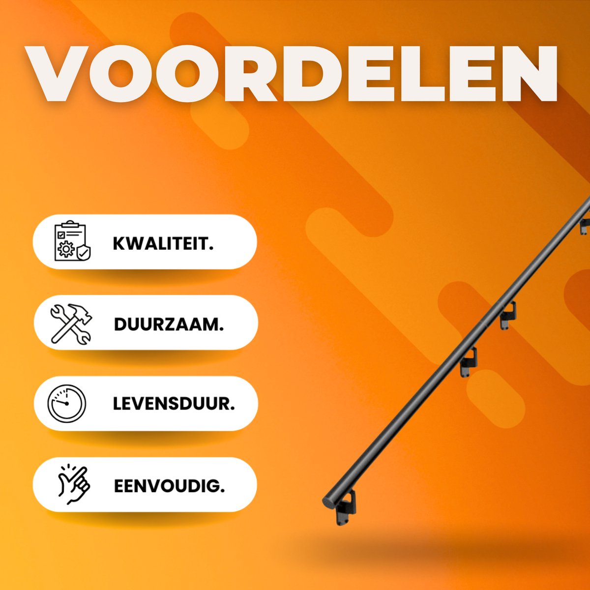 Trapleuning - Onderhoudsarme Aluminium Reling - 365 cm - 200kg Draagvermogen