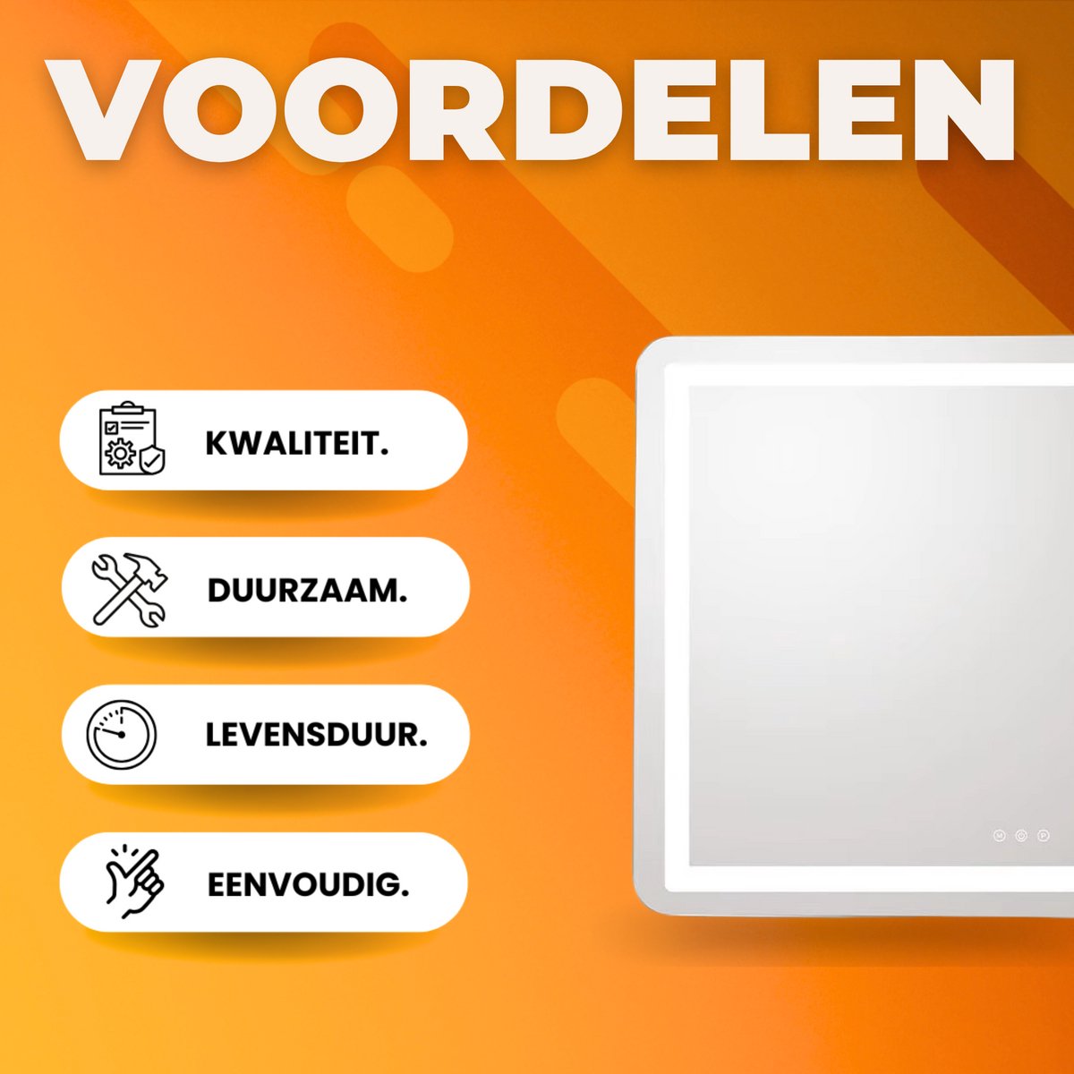 Make-up Spiegel met Verlichting - Voor Make-up Bureau - Grote Spiegel met USB en Type C, 10x Vergrootglas en 3 Kleurtemperaturen - 80 x 60 cm - Zwart