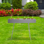 BBQ-grill - Voor camping - Draagbare, opvouwbare houtskoolgrill - Grijs - 100*18*13cm