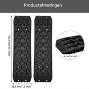 Oprijplaat 2-delig - Tractiebord 2-delig - Oprijblokken - Voor Offroad, Sneeuw & Modder - voor campers & voertuigen - Zand of sneeuw - Zwart