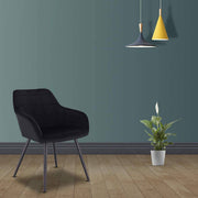 Bolt Edge Eetkamerstoel - Zwart Velvet - Met zwarte poten - Zithoogte 47cm - Set van 1