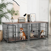 Hondenbench - Hondenkrat - Hondenkennel - Hoekvormig - Hondenhok - Voor Kleine & Middelgrote Honden - Walnoot - 90x62x68.5cm