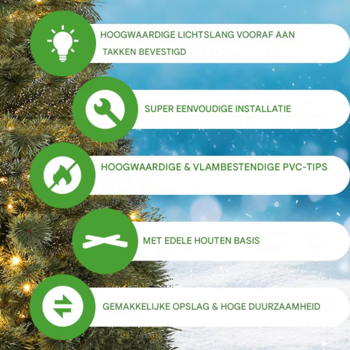 Kerstboom zonder verlichting - Spar - 180cm - Met houten standaard