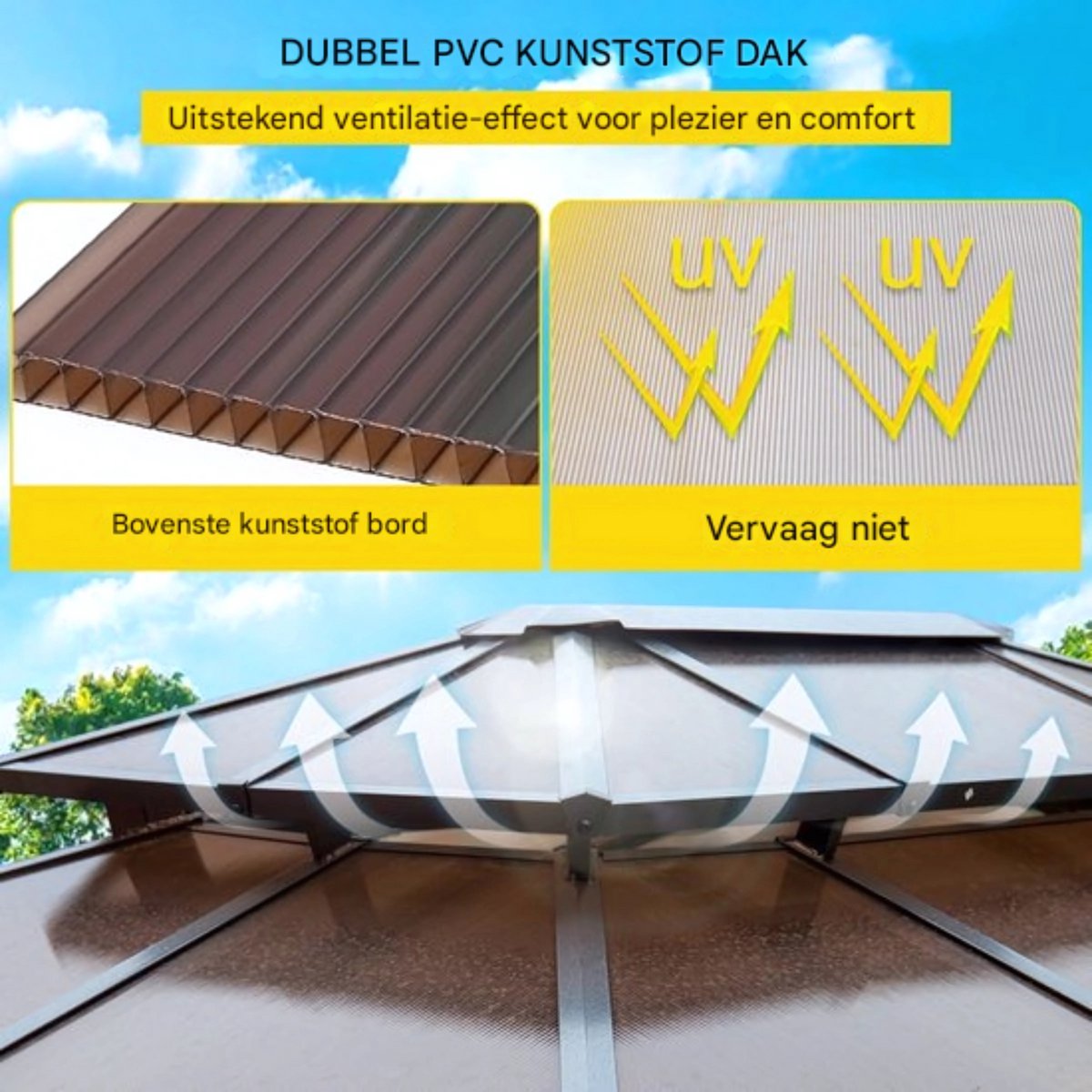 Luxe paviljoen - 3x3M - Weerbestendig - Prieel - Partytent - Gazebo - Pergola - Aluminium Frame - Polyester Doek