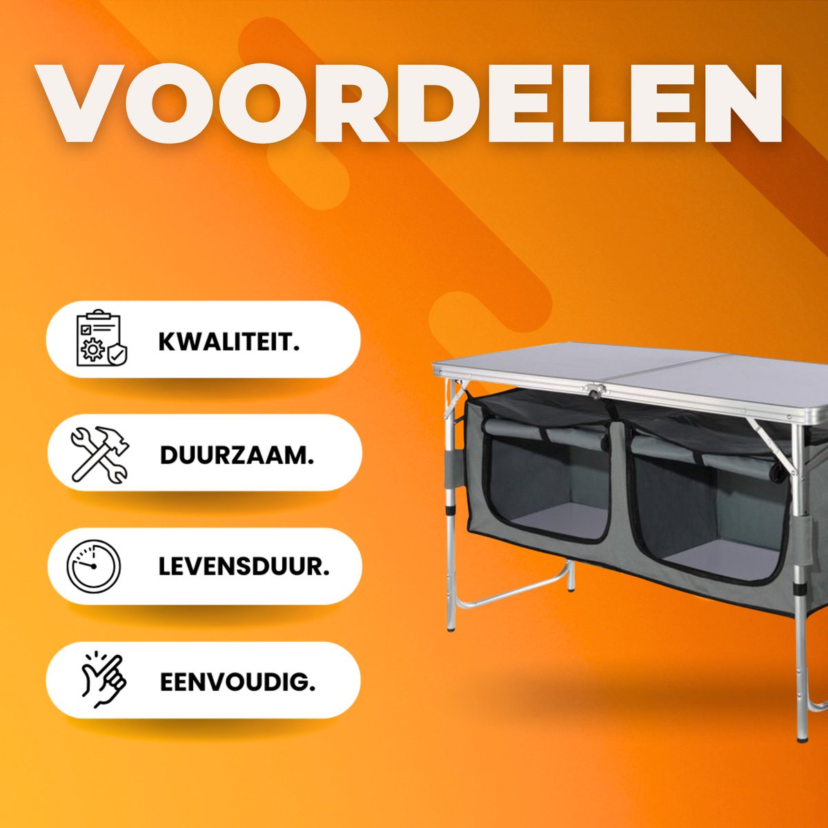 Campingkeuken - Verstelbaar - Camping reiskeuken - Keuken Opklapbaar - Kampeerkeuken - Kampeerkast - Campingkast met 2 Kastjes