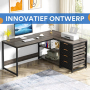 Hoekbureau Dublin - Computerbureau - 150cm - Grijs - Voor thuis of werk - Hout en metaal