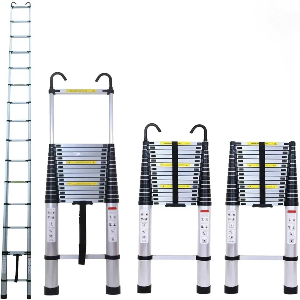 Telescopische Ladder met Haken - 5M - Multifunctionele Opvouwbare Aluminium Ladder - Verlengladder met Antislipvoeten