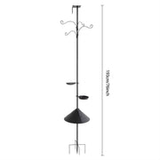 Vogelvoederpaal - Voederstation - met haakjes - Voor vogels voeren in de tuin - Verstelbaar met voederbakjes en eekhoornbestendige kraag - Metaal - Zwart