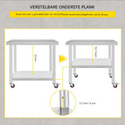 Keuken Werktafel - Commercieel - RVS - Verrijdbaar - Zilver - 95x61cm