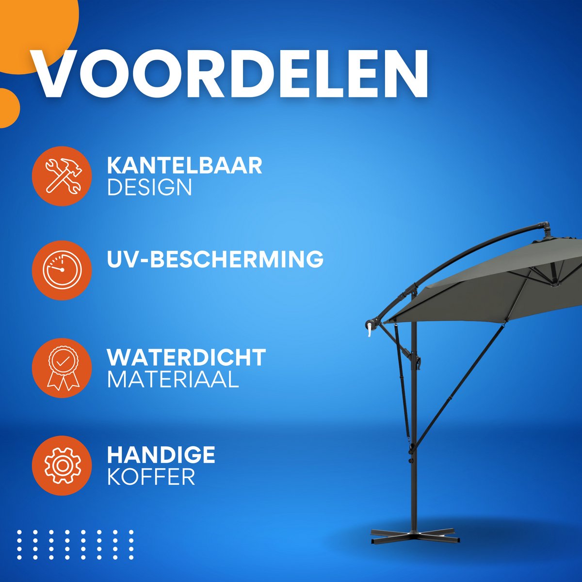 Ronde Parasol - Voor Balkon, Strand of Tuin - Verstelbaar & 45° Kantelbaar - UV-Resistent & Waterdicht - Darkgray
