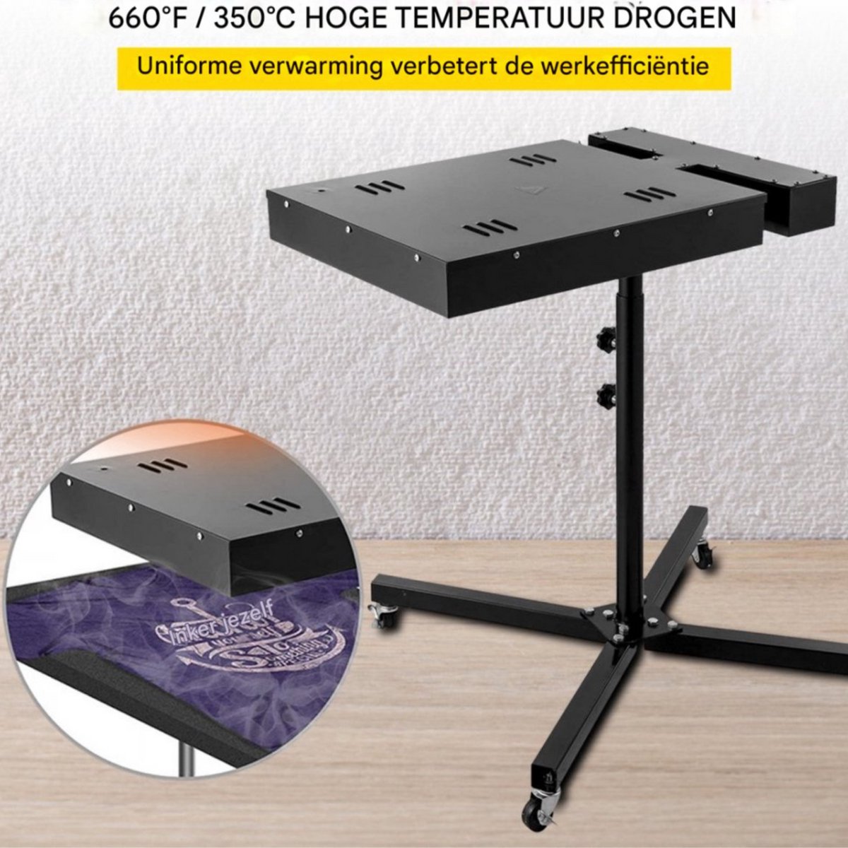 Zeefdruk Flitsdroger - 40x40 cm - Professionele Uitharding