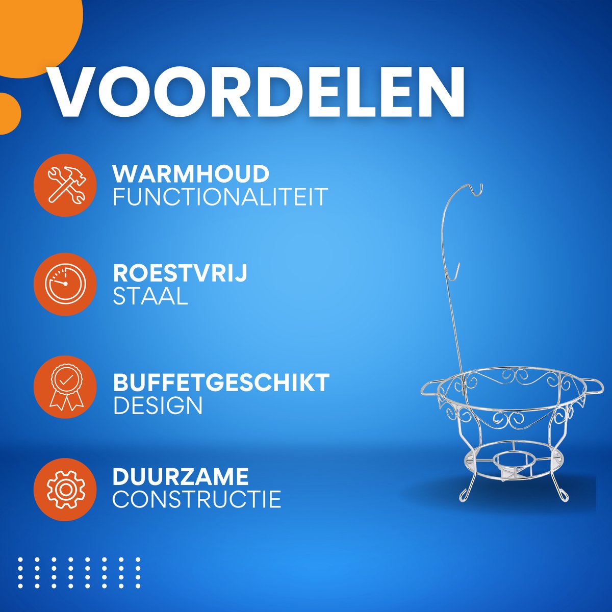 Ronde Buffetverwarmer - Chafing dish - Buffetwarmer - Warmhoudplaat - Warmhoudbakken - Voor Huizen, Restaurants & Foodtrucks - Roestvrij Staal