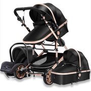 Happyment® kinderwagen 3 in 1 - Met stoel & wieg - Wandelwagen - Zwart