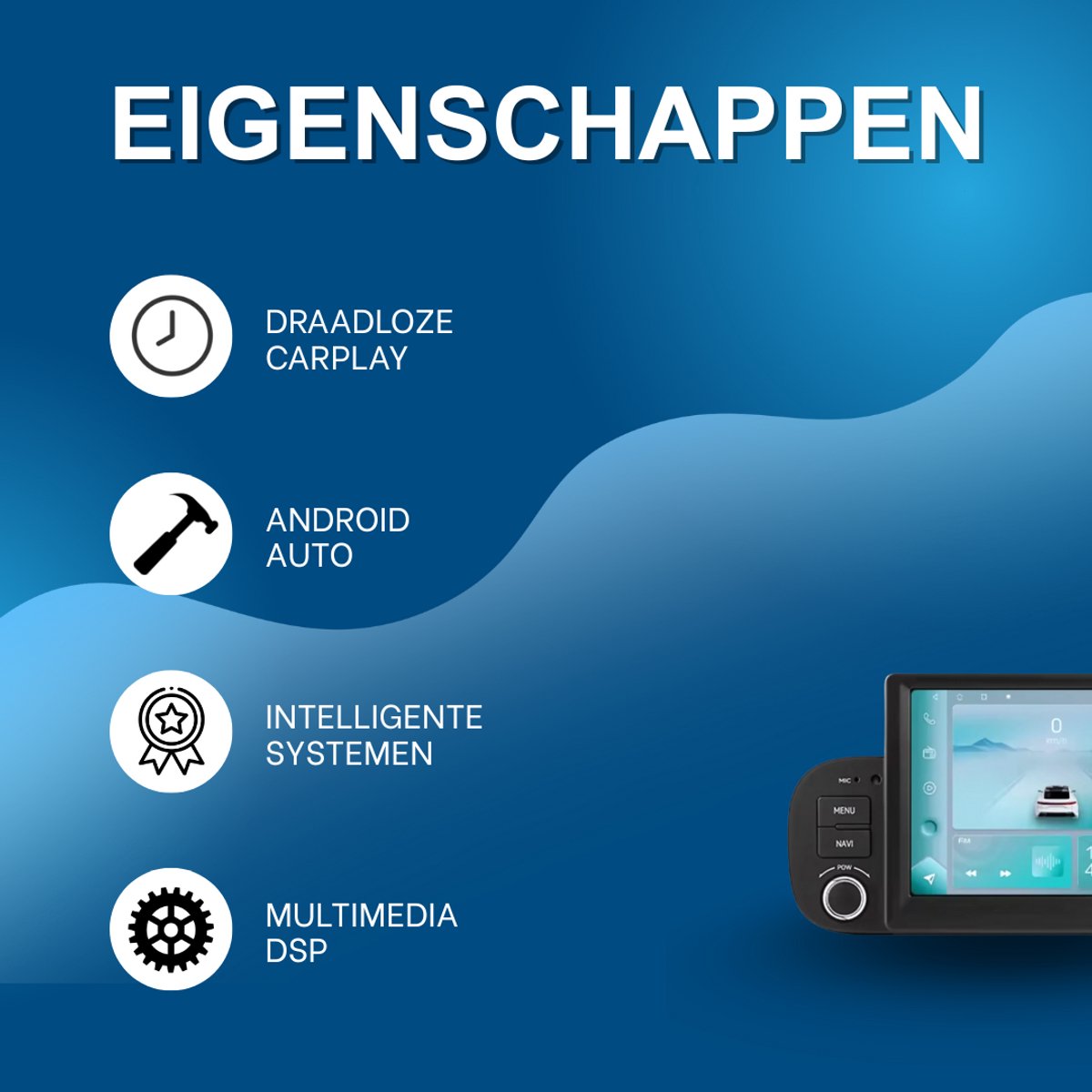 Autoradio met bluetooth - Carplay - Voor Fiat Panda (2013-2020) - Geschikt voor Apple en Android - Stereo - Navigatie - Navigatiesysteem auto - 1GB 32GB