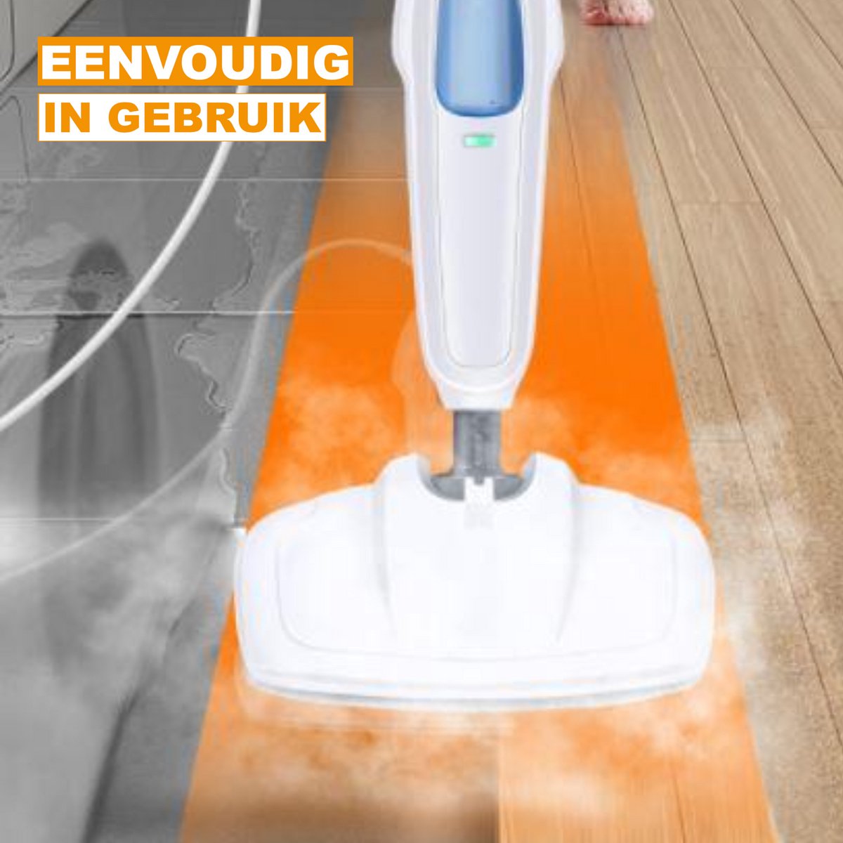 Elektrische Stoommop Tavien - 12 in 1 - 120 Graden Draaibare Kop voor Vloerreiniging - 5000W Stoomreiniger met 400ml Watertank