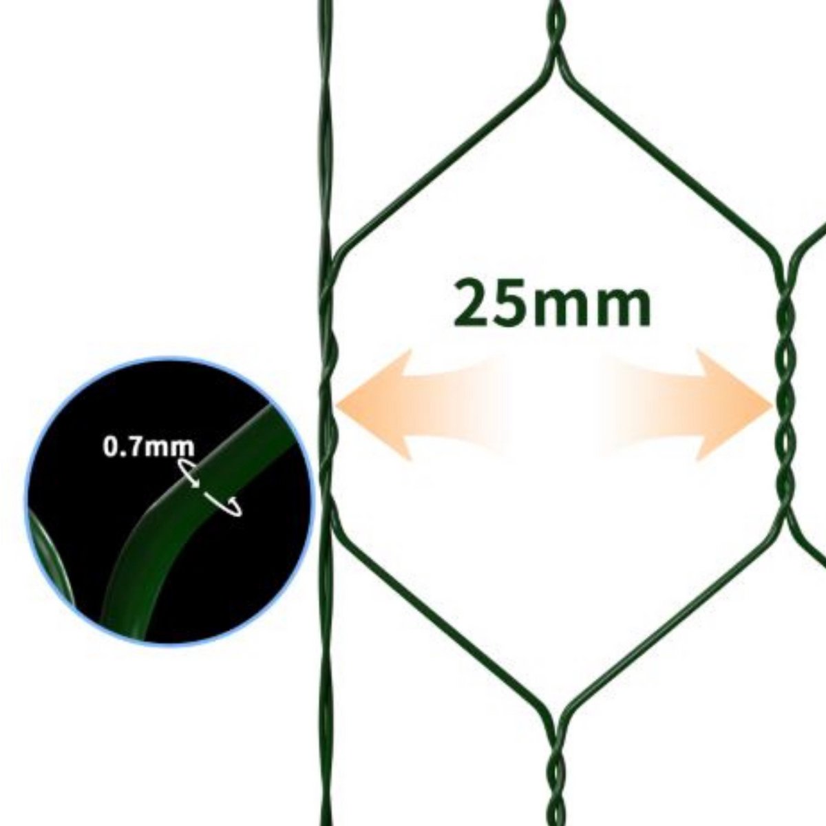 Tuinhek Hexagonaal Gevlochten - 25M x 100CM - PVC Gecoat Draadgaas - Sterke Omheining voor Tuin & Dieren