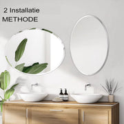 Ovale Wandspiegel Nulad - Organisch - 60x80cm - Voor Woonkamer, Slaapkamer & Badkamer - Decoratieve - Walnoothouten Frame