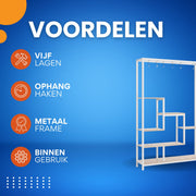 5-laags Plantenstandaard - Plantenrek Buiten - Bloemenpot - Voor binnen en buiten - Metaal Wit
