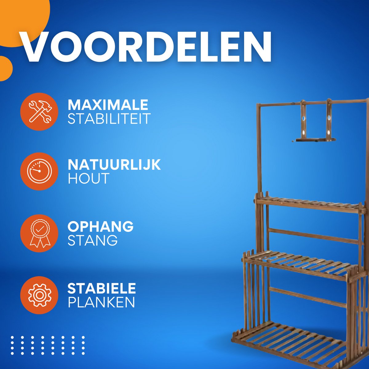 Houten plantenstandaard - 3 lagen - Bloemenrek - Bonsai plantenrek - Voor binnen & buitengebruik