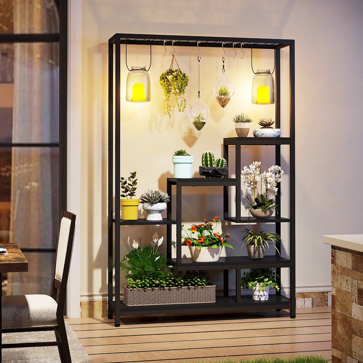 Plantenstandaard met 5 lagen - Plantenrek voor Binnen - 180cm - Plantenladder - Zwart