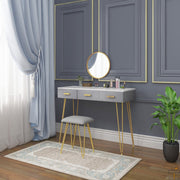 Happyment Kaptafel Deluxe - Inclusief spiegel en krukje - Grijs - Kinderen & volwassenen - Make up tafel voor meisjes - Black friday - Kerstcadeau