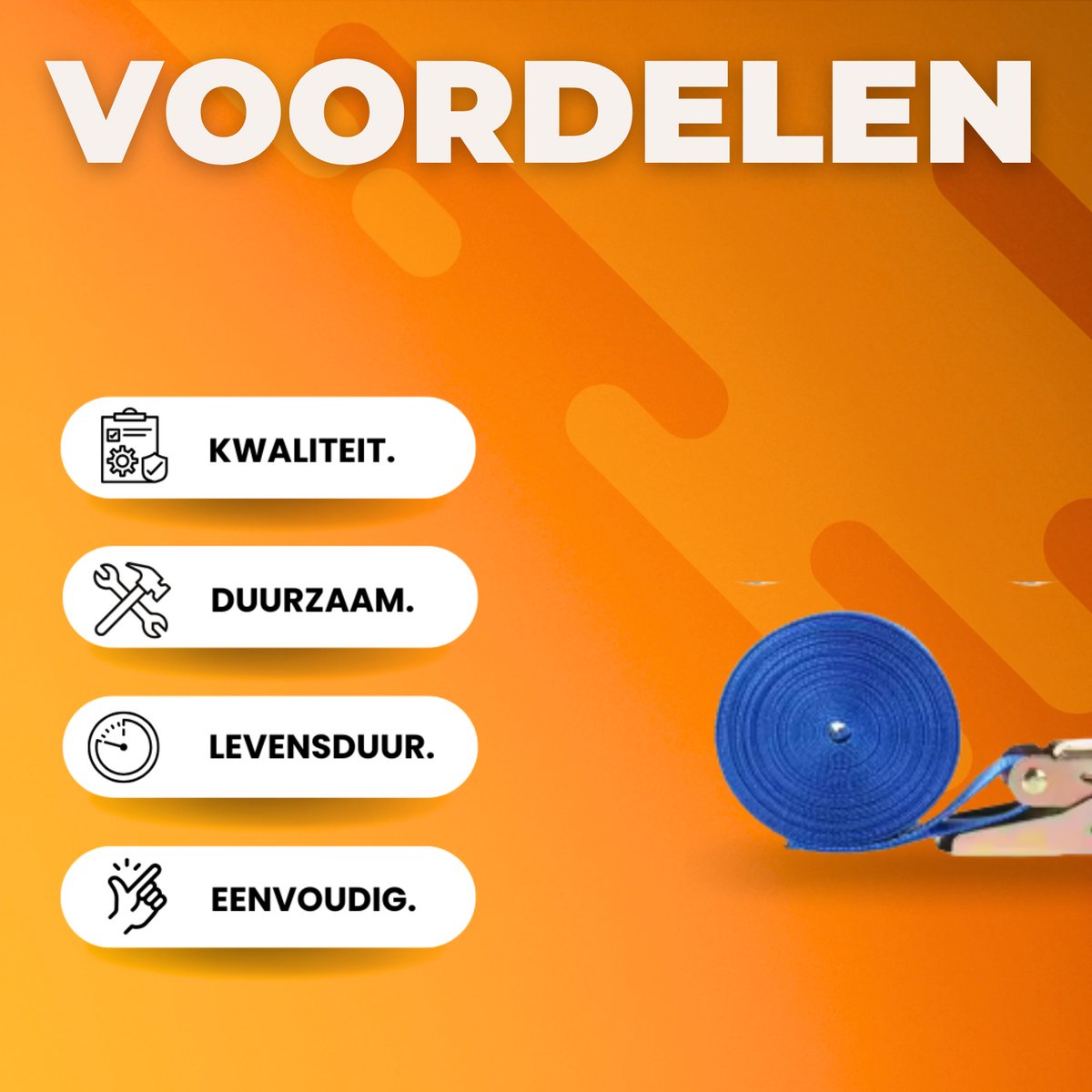 Harde Spanbanden - Sjorbanden - Ratel Spanbanden Uit Eén Stuk - 6 m x 25 mm - Blauw - 10 stuks - Sterke Bevestiging voor Veilig Vervoer