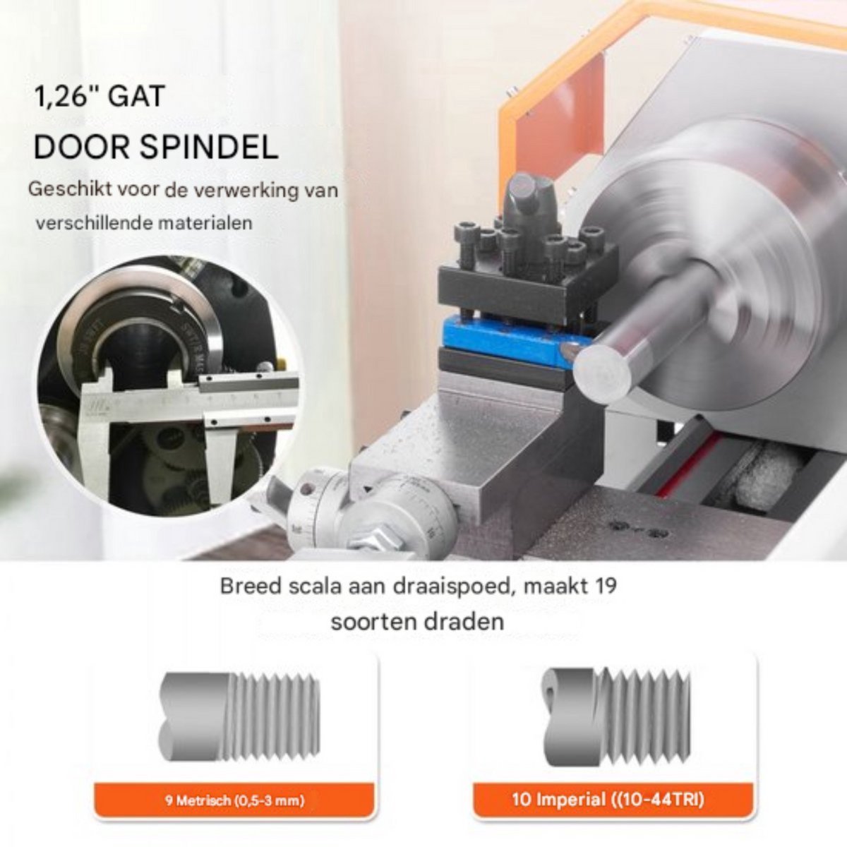 Precisie Metaal Draaibank - 800W - 17,8x40,6cm - 50-2500rpm - MT5 Spindelkegel - Voor Hobby en werkplaats
