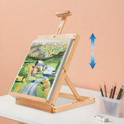 Schildersezel- Voor Kunstenaars / Schilderen - Verstelbare Tafel- en Canvas-Easel met Lade - Beukenhout