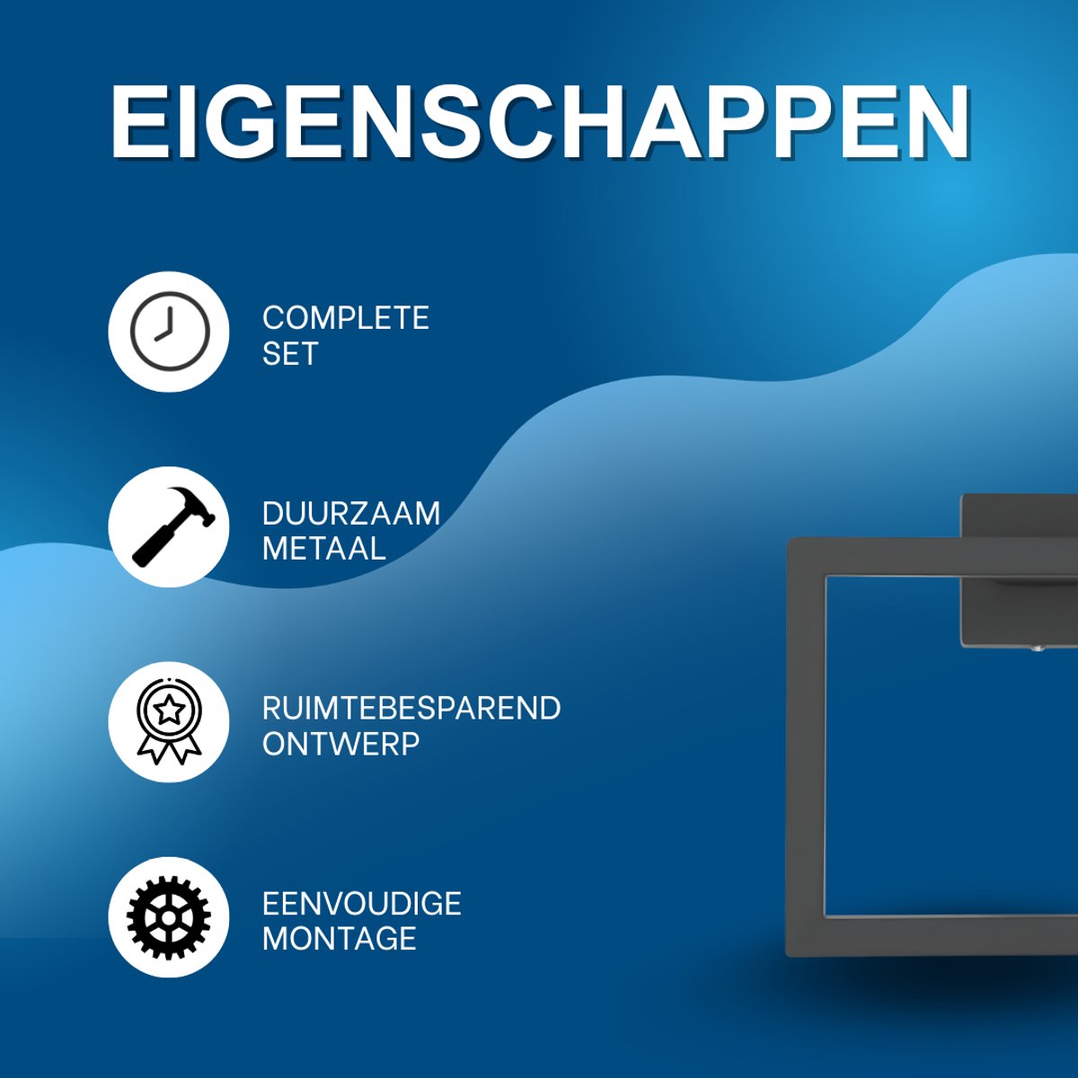 Handdoekstangset - Handdoekrek - Handdoekhouder - Badkameraccessoires - Voor Wandmontage in Badkamer - Zwart