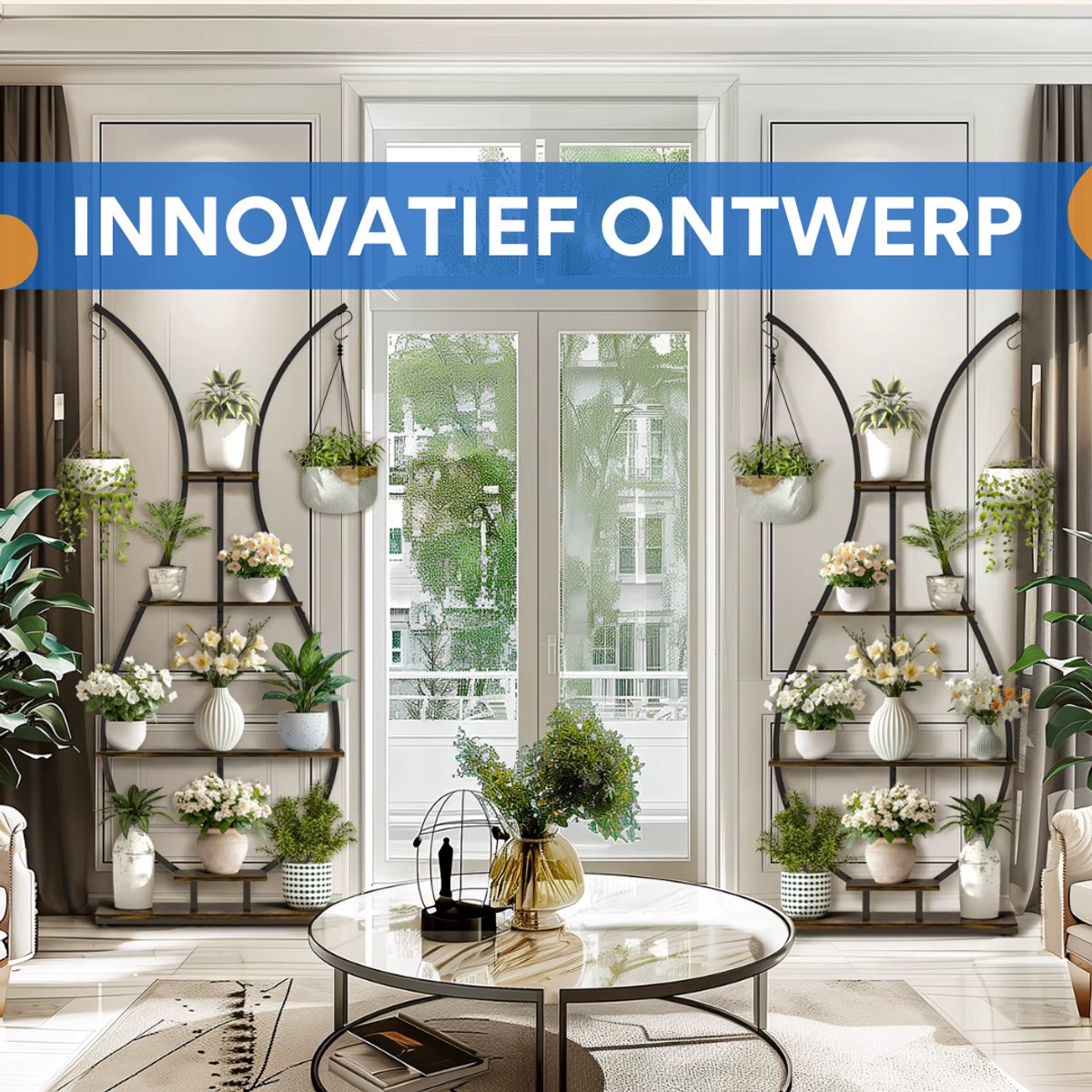 Plantenstandaard Madelief - Vaas vorm - Plantenrek - Plantentafel - Voor binnen & buitengebruik - Bloempothouder - Bamboe - Zonder verlichting
