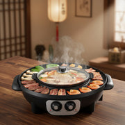 Koreaanse BBQ/Hotpot - Zwart - Koreaanse Grill - Inclusief Deksel