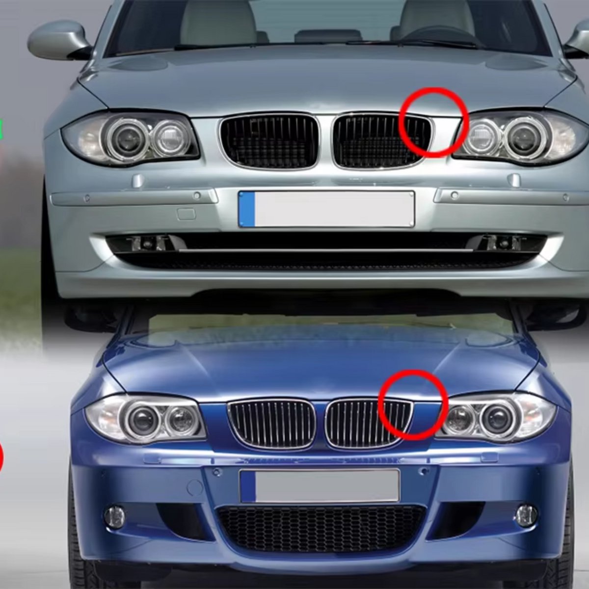 Front Niergrille - Voor BMW 1 Serie E81/E82/E87/E88 LCI (2008-2013)- Gloss Black - Auto accessoires -