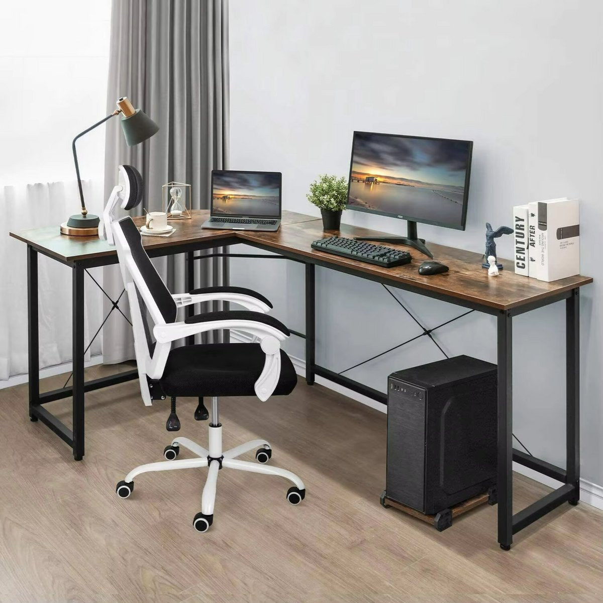 L-vorm Bureau - 170cm - Bruin - Hoekbureau - Computer, Gaming & Laptop Bureau - Thuiskantoor - Tafel