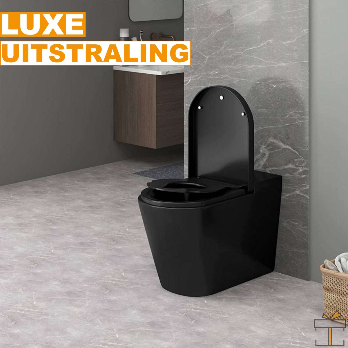 Happyment WC verkleiner - 2 in 1 - Universeel - Zwart - Automatische softclose - Toiletbrillen - WC Bril deksel - Toilettrainer