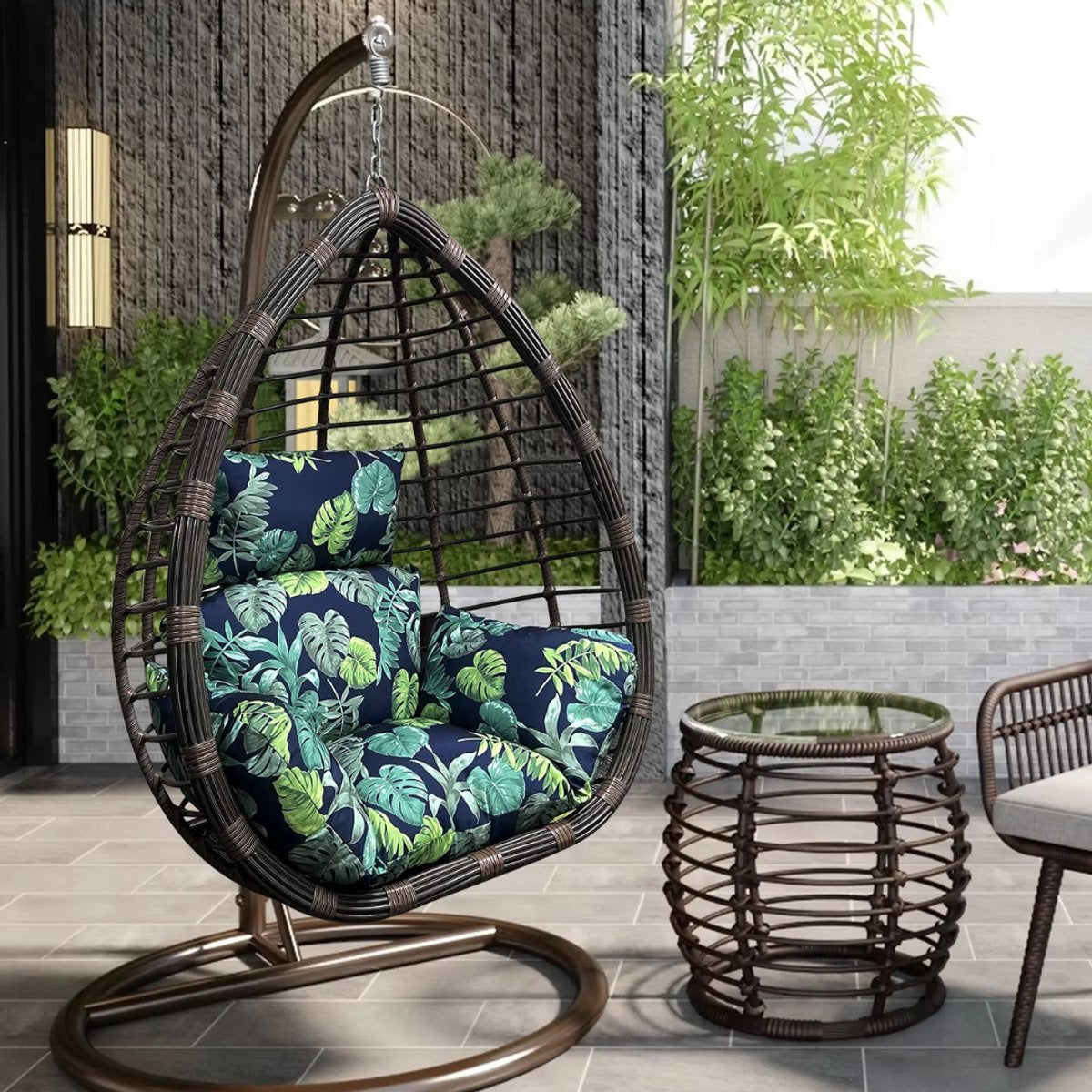 Zitkussen voor egg hangstoel - Waterdicht - Groen - Voor Egg chair - Tuinschommel & Terras - Afneembaar en Wasbaar