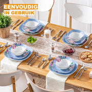 Montario Serviesset - 12 delig - 4 persoons - Lichtgroen - Dinerborden - Bordenset - Diepe borden - Ontbijtborden - Servies - Keukenservies
