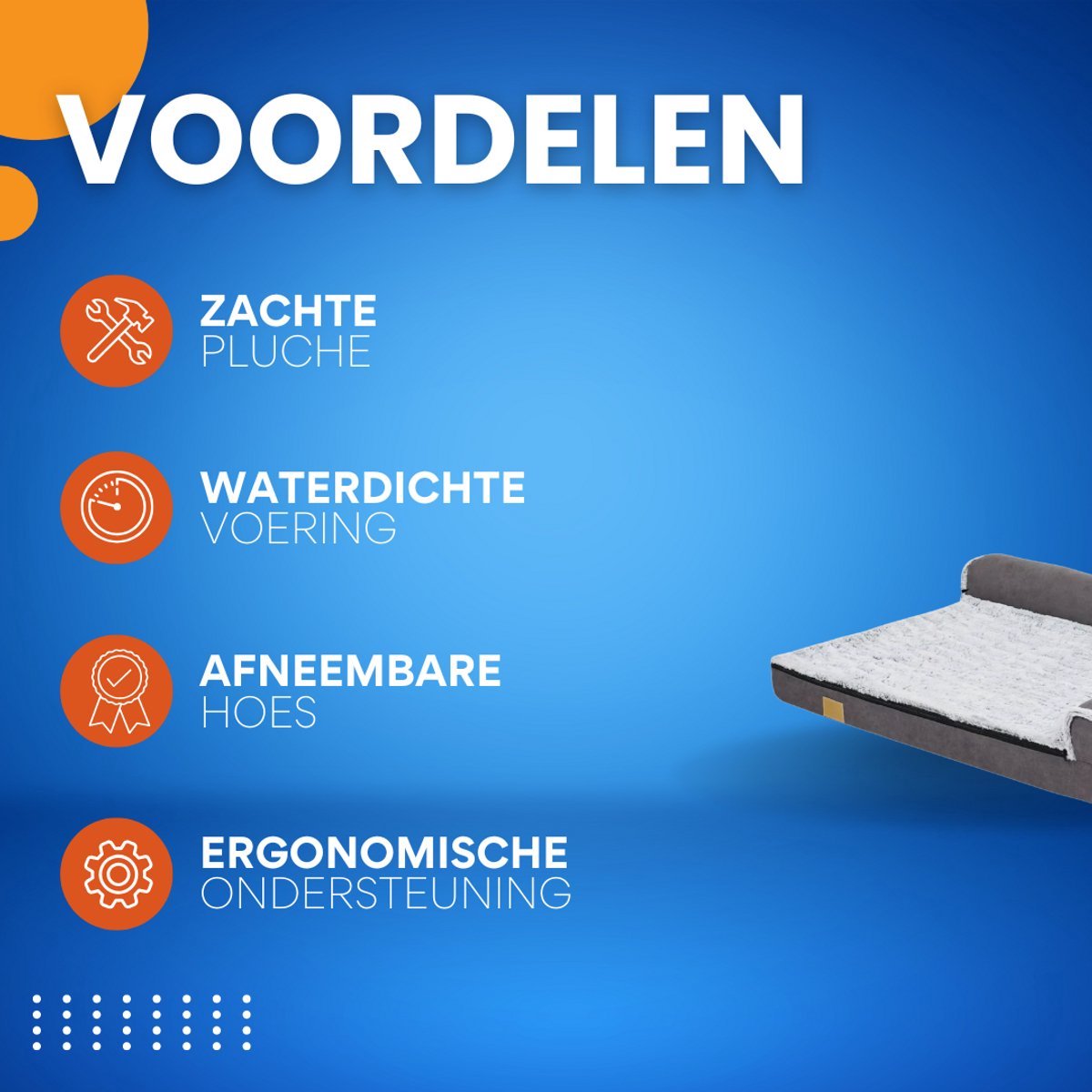 Hondenbed Noire - L-vormig - Hondenbank - Hondensofa op poten - Hondenzetel - Comfort en zacht - Afneembaar kussen - Zacht - 100cm