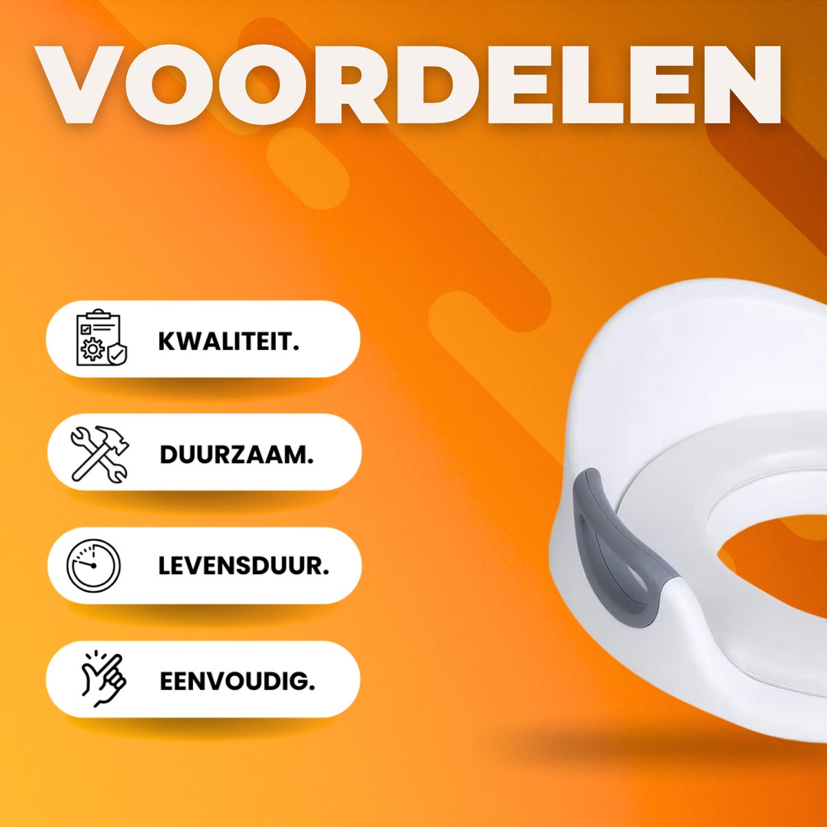 Zindelijkheidstraining Toiletbril voor Kinderen - Toiletverhogers - Peuters Toilettrainerring met Spatbescherming, Handgrepen en Rugleuning voor Jongens en Meisjes - Wit