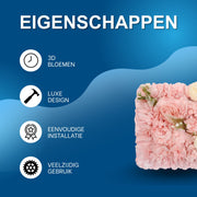 Achtergrond - Muurdecoratie - Backdrops - Achtergronddoek – Voor Bruiloft & Fotobackdrops – 3D Bloemenmuur – Set van 12 - Roze bloemen