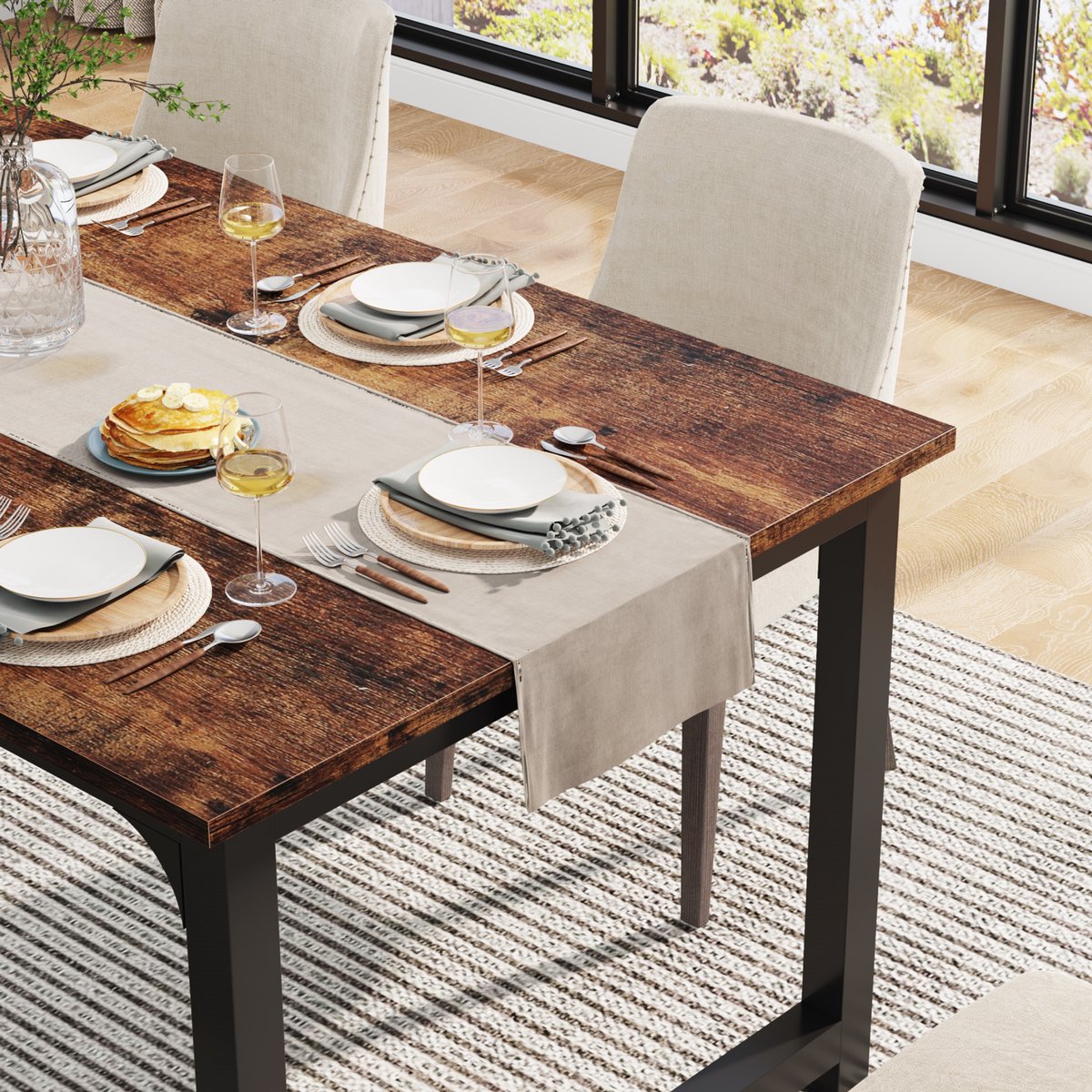 Eettafel Duvia - 160cm - Voor 6-8 personen - Voor Keuken of eetkamer - Bruin