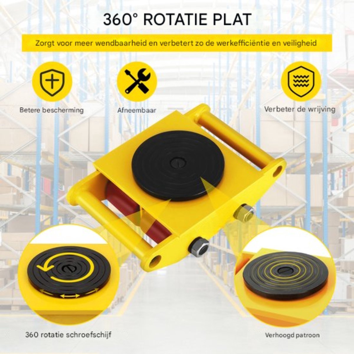 Happyment Transportwielen - Professioneel - Machineverhuizer - 1 Stuk - 360° Rotatie - 6T draaggewicht