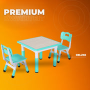 Kindertafel met stoeltjes - 2 stoelen - Activiteiten tafel - Speeltafel Kinderbureau - 3-8 jaar - In Hoogte Verstelbaar - Studeertafel voor Kinderen - Turquoise