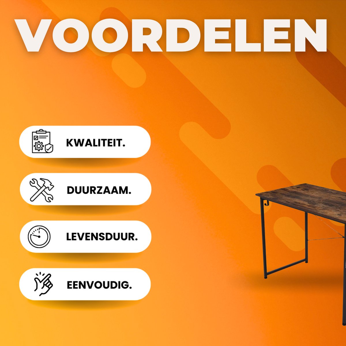 Bureau Bruno - Met opbergvak - Voor Computer, PC en Laptop - Volwassenen - Thuiskantoor - 100cm