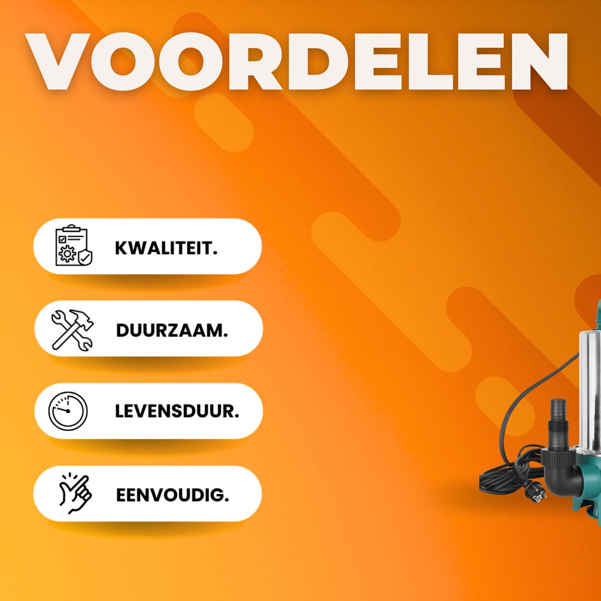 Vijverpomp - Waterpomp - Dompelpomp - Fonteinpomp - 1.100W - Voor Schoon en Vuil Water - Met Automatische Vlotterschakelaar - 16.500 L/u - Voor Zwembad, Vijver, Tuin & Overstromingskelder - Groen