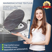 WC-bril - Toiletbril - Voor Toilet & Badkamer – Soft-Close - Duurzaam Kunststof - Met marmerlook