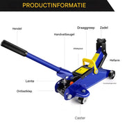 Hydraulische Trolley Jack - 2 Ton - Kraan Hijskop Vloer Jack - Heavy Duty Auto & Caravan Standhouder - Hefgereedschap voor Reparatie