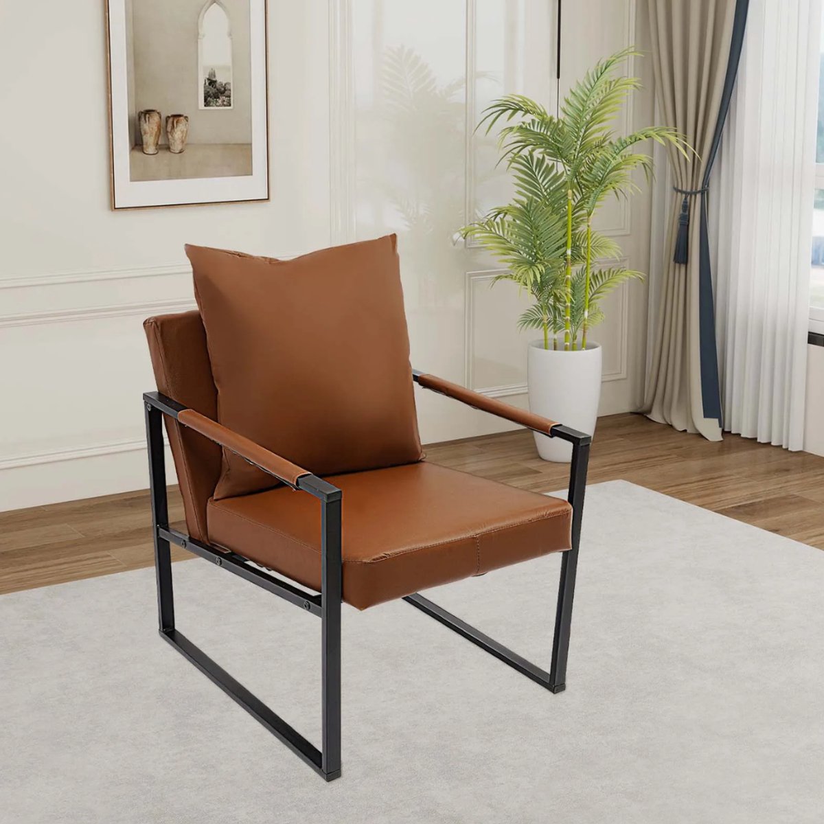 Fauteuil- Voor Woonkamer - Moderne Lounge - Stof /Bruin