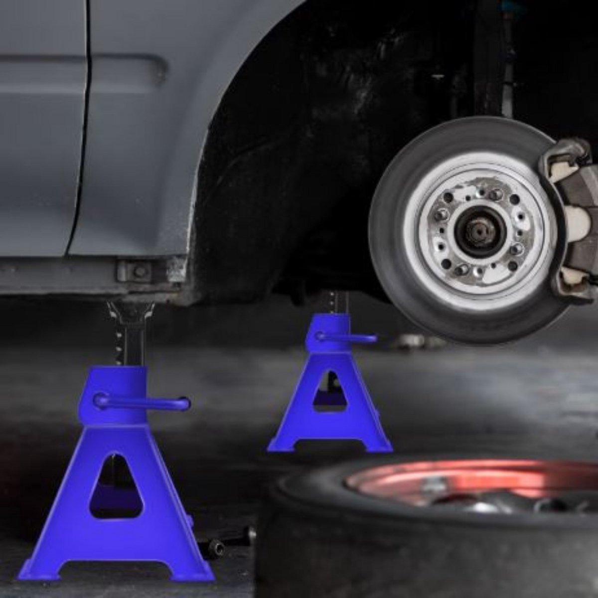 Stalen Asstandaards Fortem - 2 Stuks - 3 ton - 9-Traps Verstelbaar - Bereik 290-430mm - Reparatie Hefgereedschap - Krikstandaard